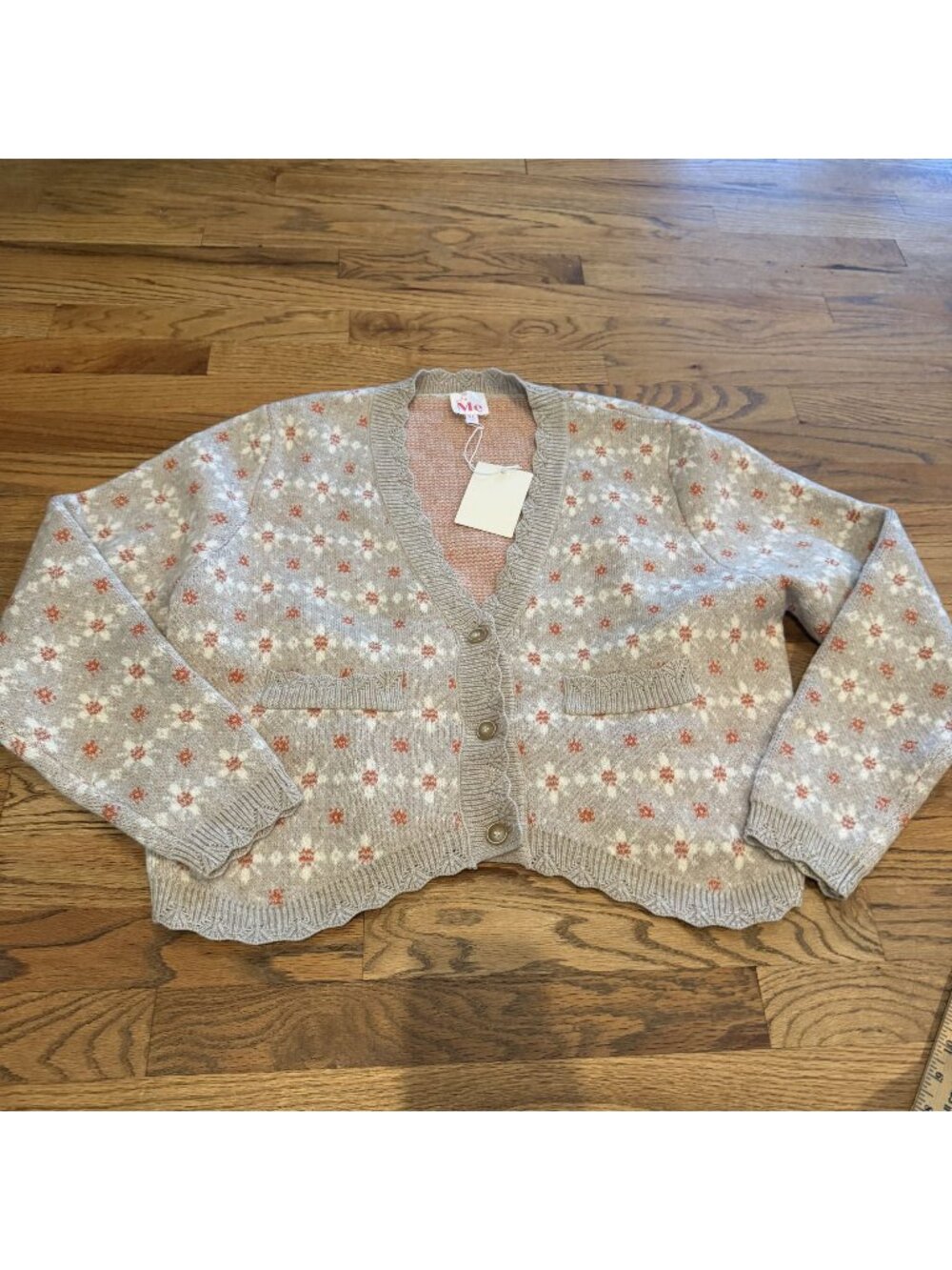 So Me Womens Tan Orange Cropped Cardigan Sweater New XLarge XL